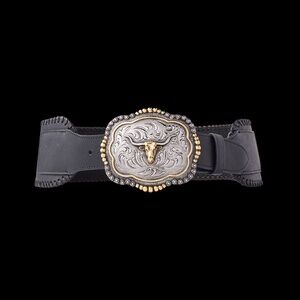 Lucchese Trophy Buckle Belt :: Black Size SS